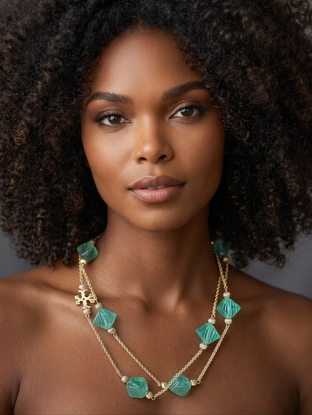 Tory Burch Roxanne Lariat Green Resin Bead Statement Necklace